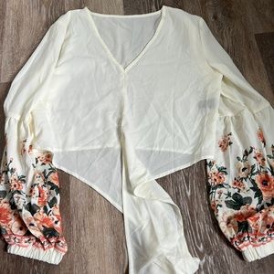 Tie front flower top